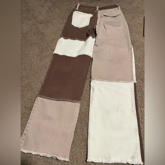 Hollister Patchwork Pants in Brown and Cream. READ DESCRIPTION - Picture 3 of 7